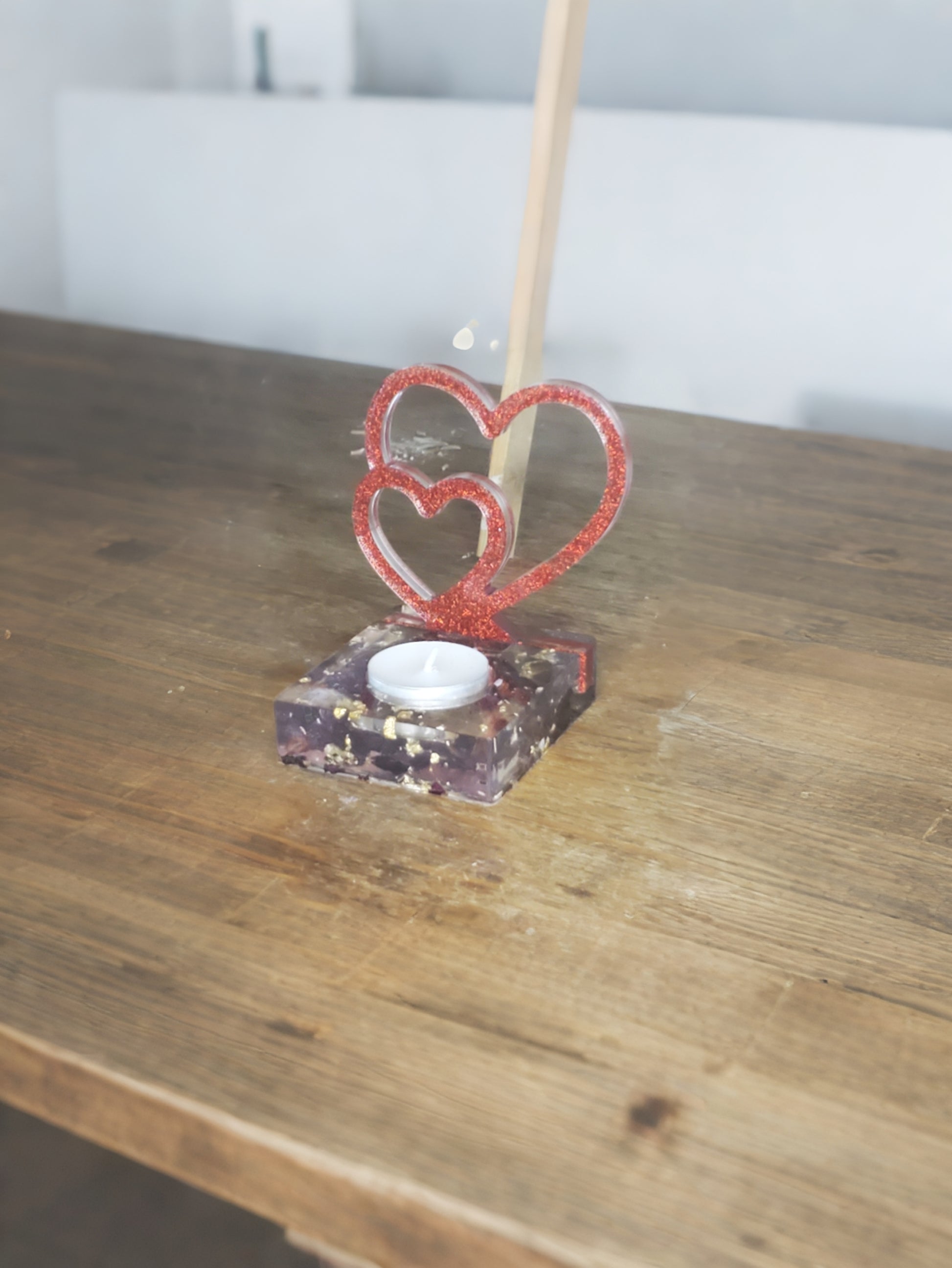 Porte Bougie double coeur - Krearesine 