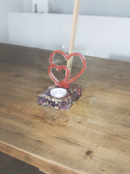 Porte Bougie double coeur - Krearesine 