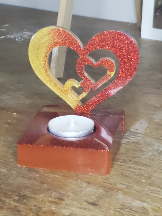 Porte Bougies avec triple coeur - Krearesine 