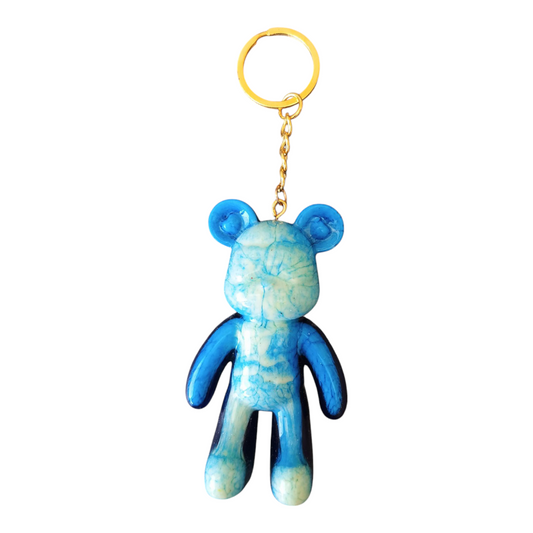 Porte Clef nounours bleu - Krearesine 