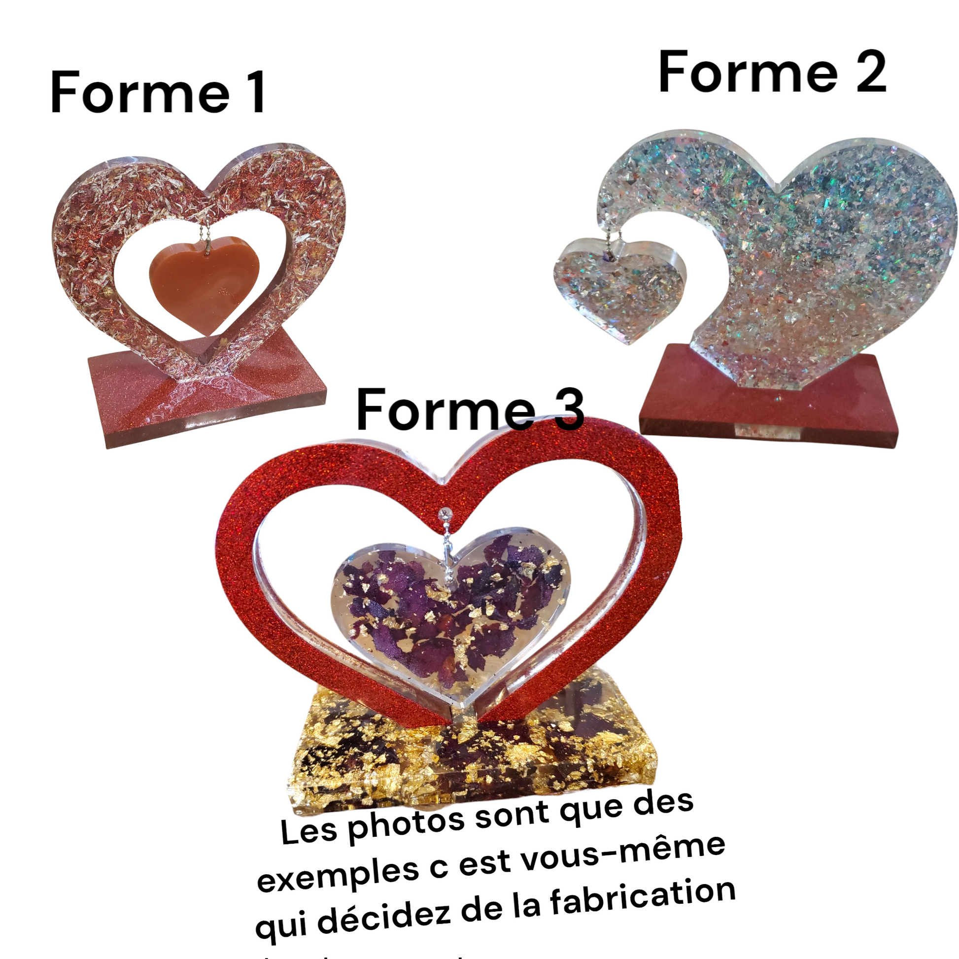 double grand cœur avec ou sans éclairage - Krearesine 