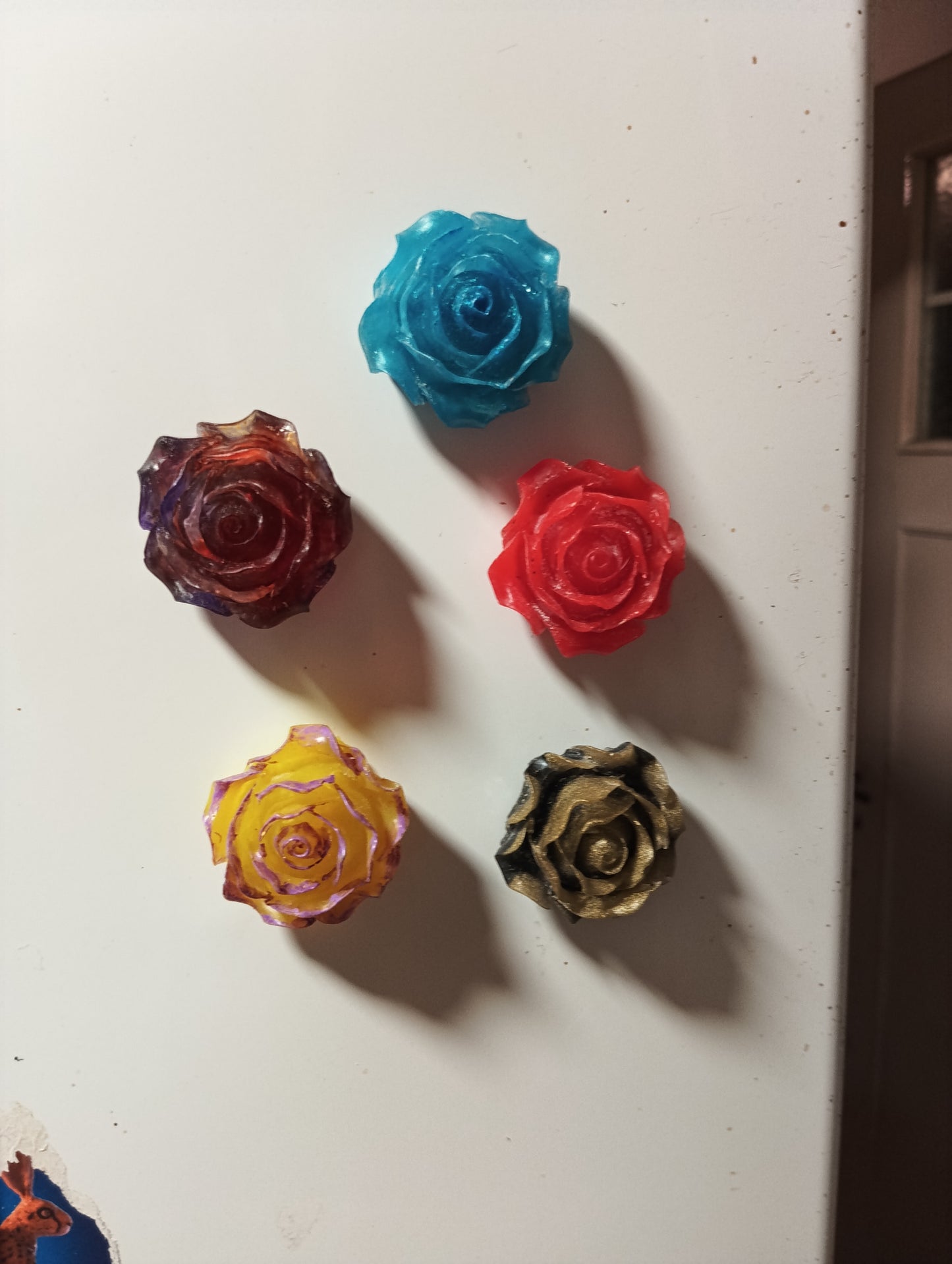 Magnets forme rose couleurs bleu - Krearesine 